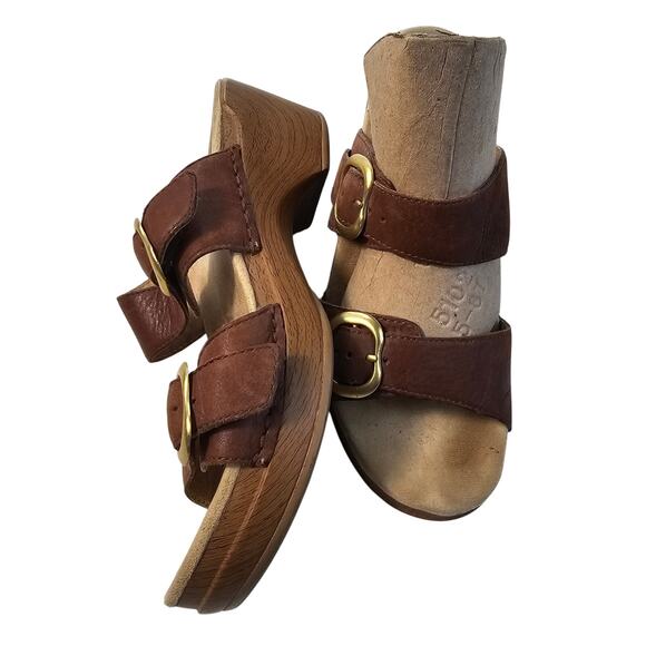 Dansko sz 37 Sophie teak 6.5 - 7 wedge sandal orthopedic comfortable brown EUC - Picture 1 of 7